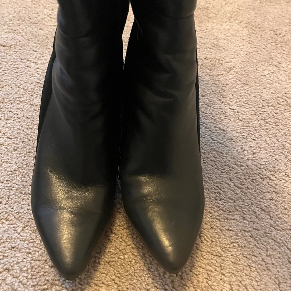 Vince Camuto Kaliah Black wedge leather and suede Boots size 7 - Picture 5 of 7